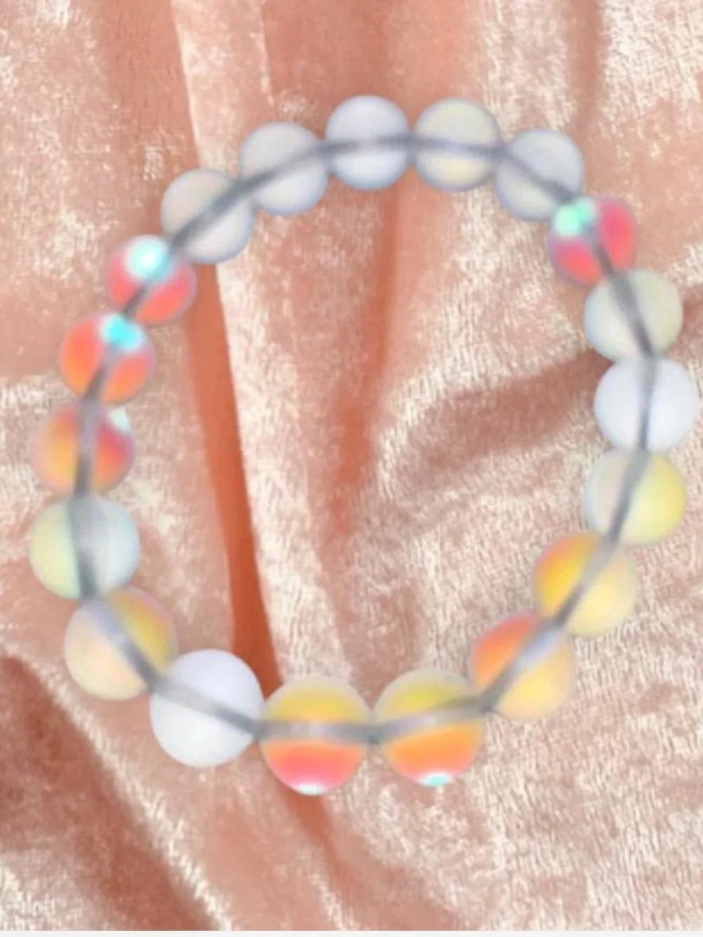 Mermaid Iridescent Matte Bead Stretch Bracelet - Women Jewelry
